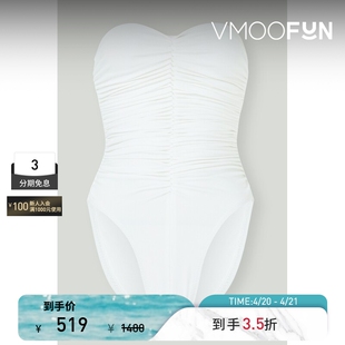 Norma Kamali 春夏女褶饰抹胸连体泳衣