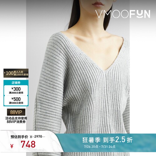The Range 女秋冬罗纹棉质混纺针织上衣