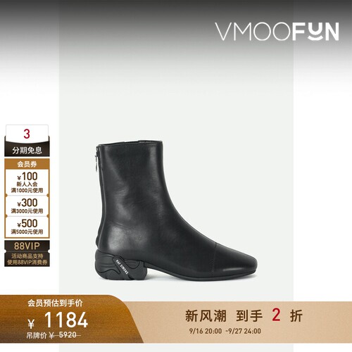 【早秋特惠】Raf Simons 女秋冬高级品牌标志印花黑色皮革踝靴