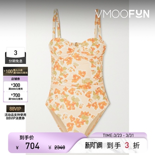 PEONY春夏女印花带钢圈弹力连体泳衣