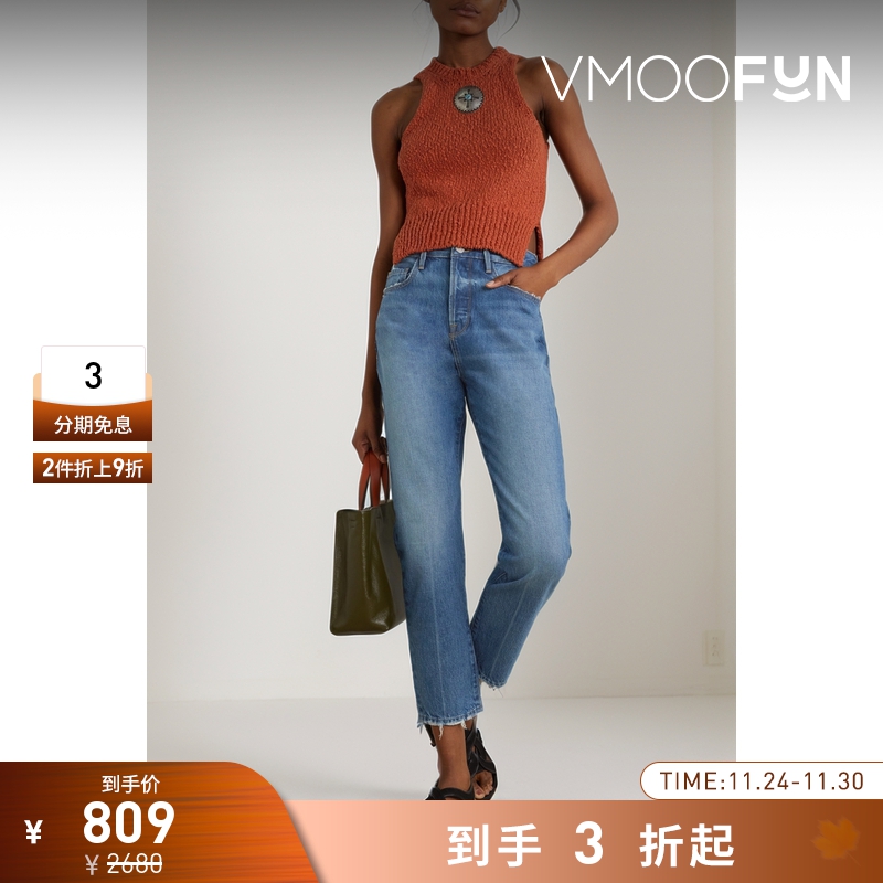 【折扣再降】FRAME女士高腰直筒浅蓝色牛仔裤