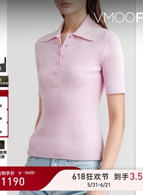 【618狂欢】Courreges 春夏女士摩登风格贴花罗纹针织 Polo 衫