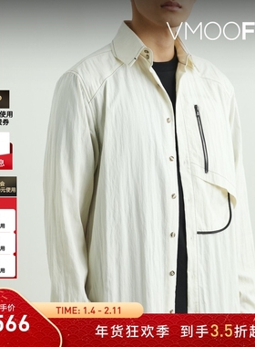 【折扣】CARNET-ARCHIVE 早春男宽松明线细节平纹布衬衫