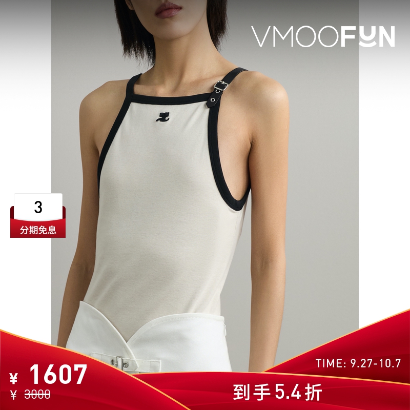 【折扣】COURREGES 春季女贴花棉质吊带背心