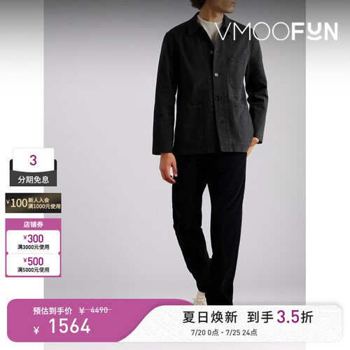 Officine Generale 男秋冬黑色休闲衬衫式夹克外套