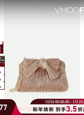 【新年礼物】Loeffler Randall  女蝴蝶结细褶金属丝面料单肩包