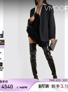 【季末折扣】David Koma 秋冬女士羊毛绉纱迷你小黑裙连衣裙