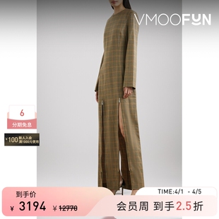 NINA 季 末折扣 秋冬女千鸟格羊毛连衣裙 RICCI