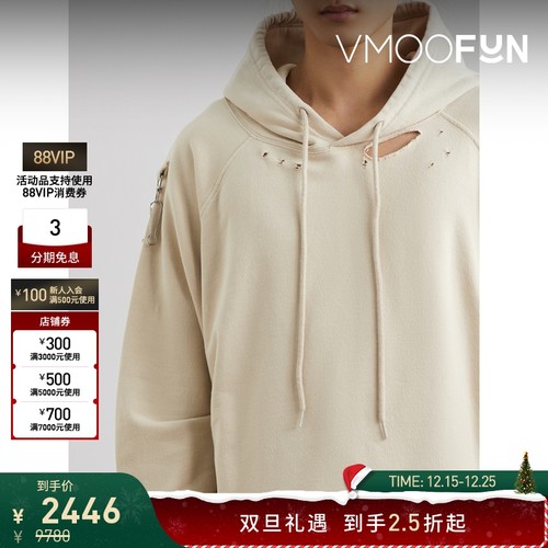 【折扣】Raf Simons 春男女同款大廓形仿旧连帽卫衣