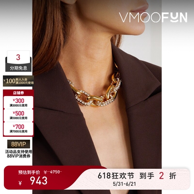 【礼物】Paco  Rabanne 春季女亮泽金色粗链设计项链