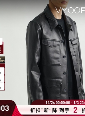 【折扣】SEAN SUEN 秋冬男宽松人造皮革外套