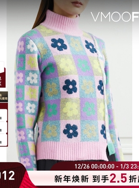 【折扣】SANDY LIANG女秋冬不对称提花混纺毛衣