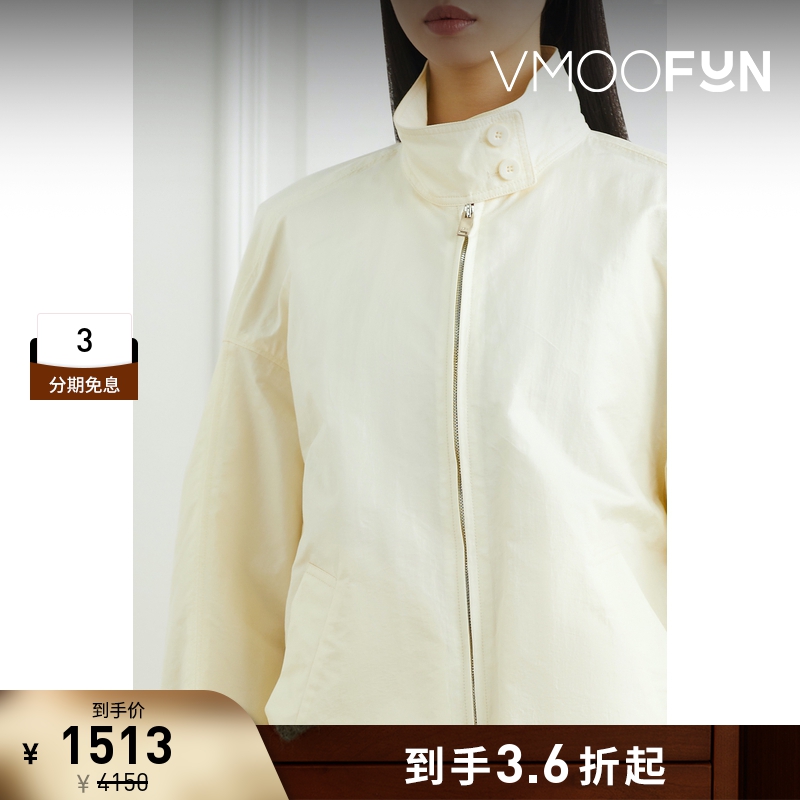 【折扣】YCH女士飒爽软壳面料双向拉链白色外套