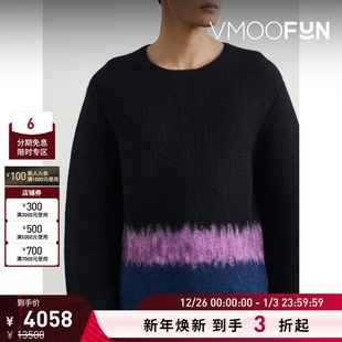 Sander Jil 早春男宽松拼色绵羊毛真丝混纺毛衣 折扣