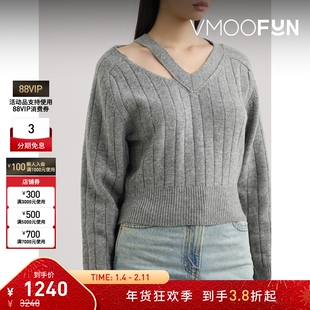 【折扣】RECTO 女秋冬不对称绵羊毛毛衣