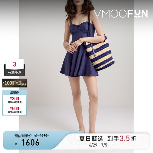 LoveShackFancy 春夏女蓝色吊带迷你连衣裙
