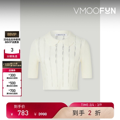 CAROLINE HU 女秋冬镂空针织羊毛上衣