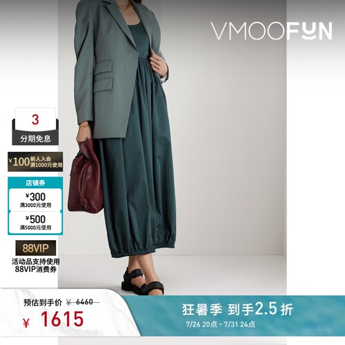 Tibi 露背缩褶棉质府绸中长连衣裙