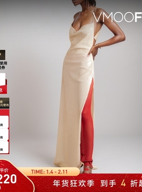 【折扣】Magda Butrym 夏季女露背亮片绢网超长连衣裙