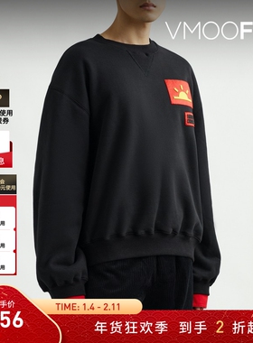 【折扣】ANGUS CHIANG 男女同款宽松拼接贴花混纺抓绒卫衣