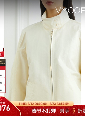 【折扣】YCH 秋冬女士飒爽软壳面料双向拉链白色外套