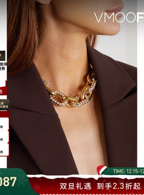 【双旦礼物】Paco  Rabanne 春季女亮泽金色粗链设计项链