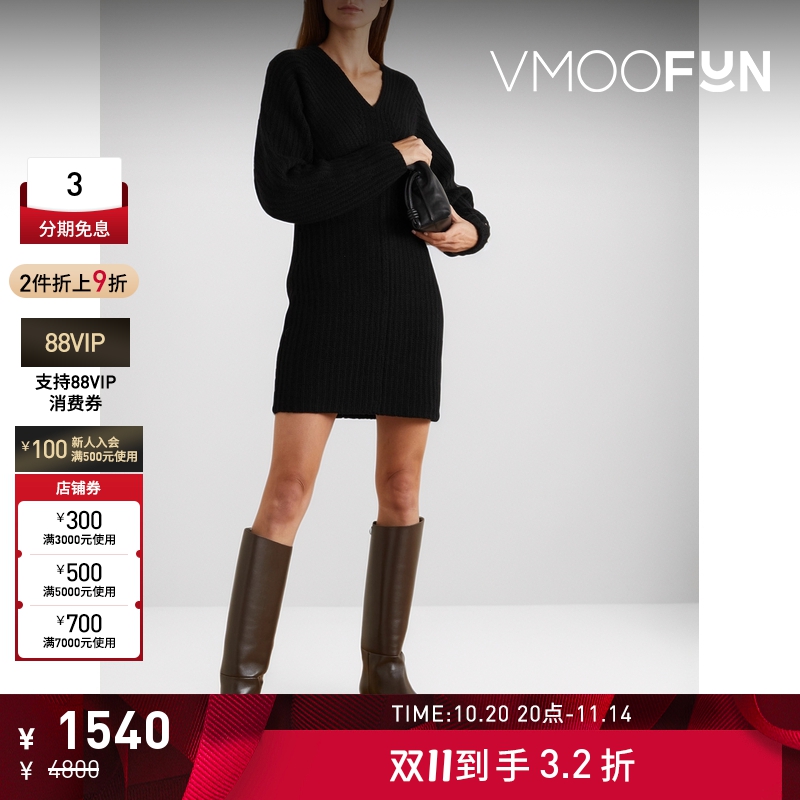 【折扣】THEORY女士罗纹羊毛羊绒混纺迷你连衣裙