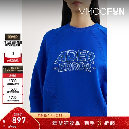 【折扣】Ader Error 女秋冬贴花棉质平纹布卫衣