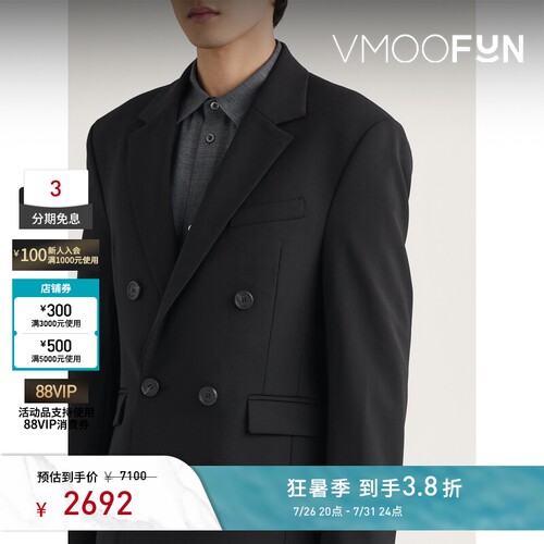 032c秋冬男士双排扣绵羊毛混纺西装外套