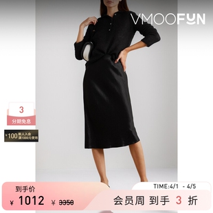 末折扣 VINCE 女秋冬马海毛混纺黑色polo领口设计毛衣 季