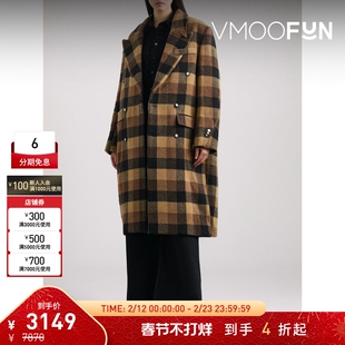 【折扣】Ader Error 秋冬女双排扣格纹外套