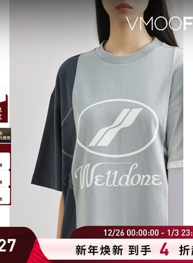 【折扣】[经典款]we11done 男女同款拼色刺绣印花棉质T恤