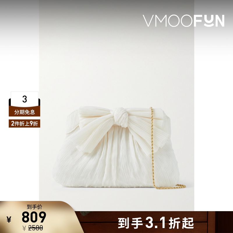 【折扣】LOEFFLER RANDALL女士蝴蝶结缀饰细褶欧亘纱手拿包