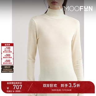 【D11抢先购】RECTO 秋冬女贴花绵羊毛高领打底衫上衣