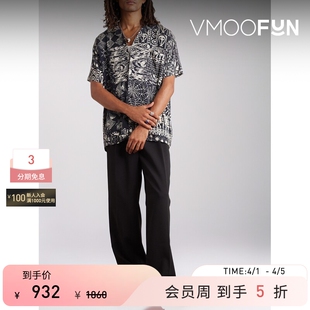 衬衫 印花斜纹布黑色短袖 YMC春夏男士