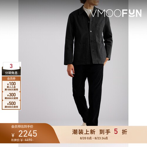 【早秋特惠】Officine Generale 男秋冬黑色休闲衬衫式夹克外套