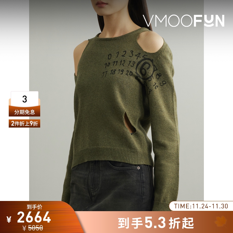 【折扣】MM6 Maison Margiela 秋冬女印花绵羊毛混纺打底衫毛衣