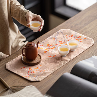 禅意小茶席茶桌隔热防水布垫子中香云纱布艺双面干泡席 中式