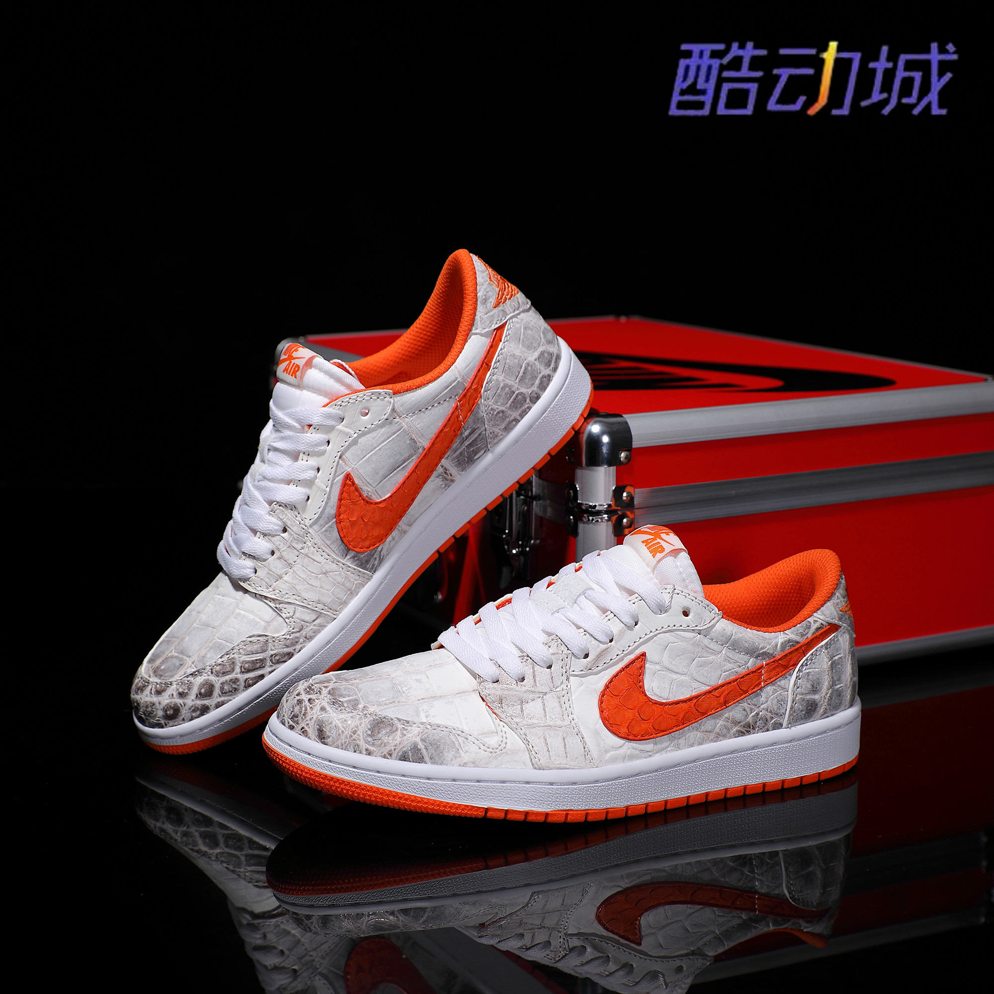 Nike耐克 【定制球鞋】Air Jordan1喜马拉雅鳄鱼皮真皮情侣款潮鞋