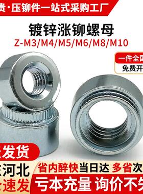铁镀锌涨铆螺母 Z-M3M4M5M6M8 竖纹滚花压板螺母花齿台阶圆螺帽