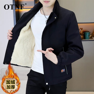男士 夾克立領上衣潮流青年秋冬加絨加厚保暖衣服 休閑男裝 外套韓版