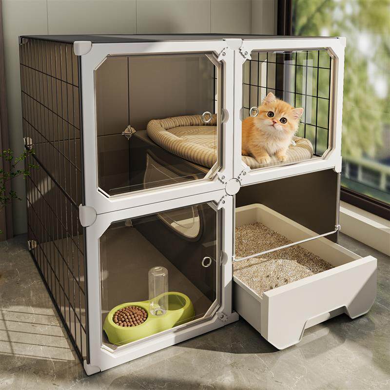 猫别墅家用带厕所一体猫舍室内一室一厅一卫猫窝小猫笼子一体猫屋