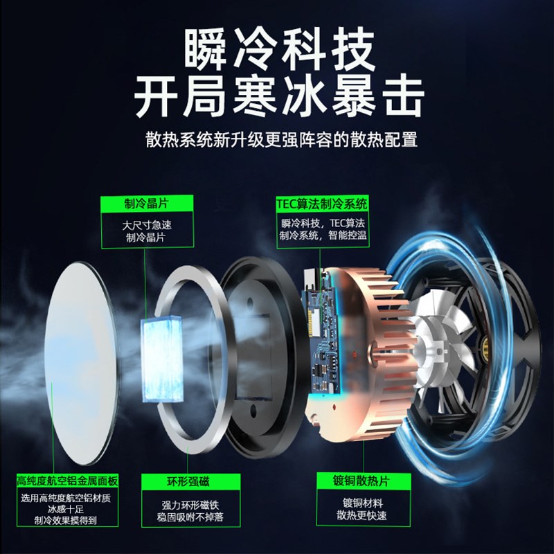 车载散热器手机支架导航快速降温磁吸货车吸盘式半导体制冷挡风玻