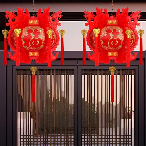 2026新款旋转龙灯大灯笼一对七彩led走马灯阳台宫灯挂饰新年装饰
