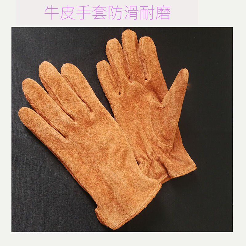 摩托车手套秋冬加绒 复古机车手套男骑士骑行透气 反绒牛皮薄手套