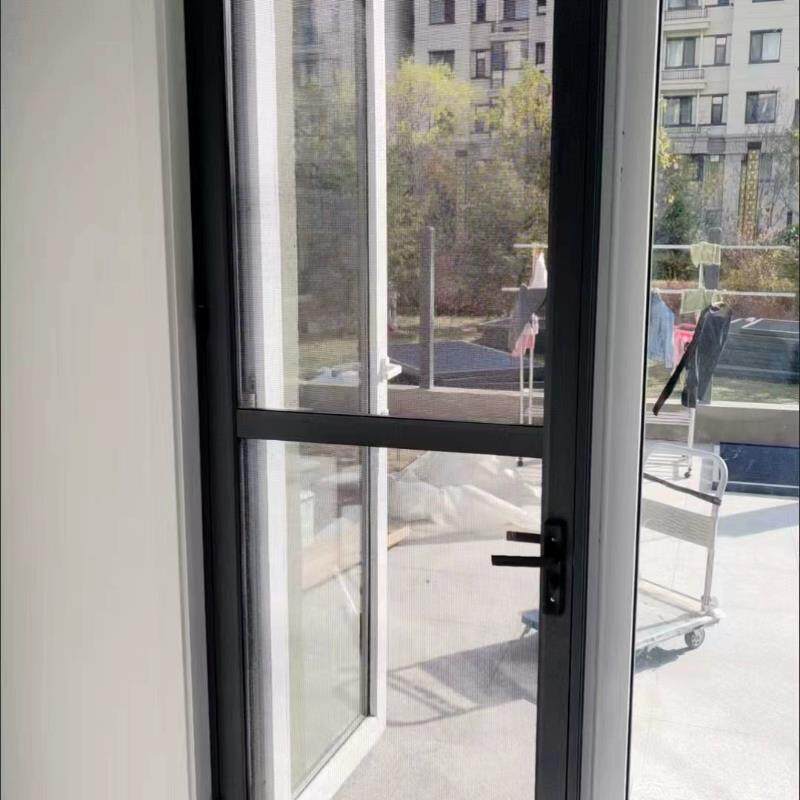 铝合金304不锈钢金刚网平开纱门带锁防盗防鼠灰色定制防蚊纱门