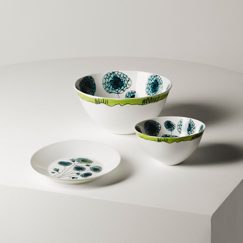比利时Serax Marni联名 银莲花骨瓷餐盘陶瓷碗盘子餐具套装西餐盘