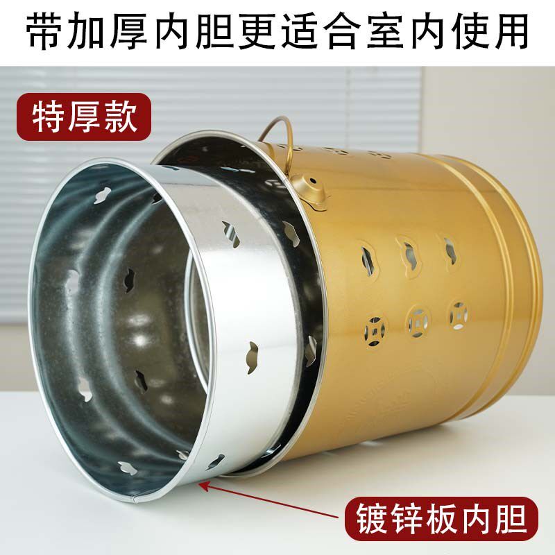 加厚不锈钢烧金纸桶家用室内外锡箔元宝经铁桶聚宝盆焚化烧钱炉