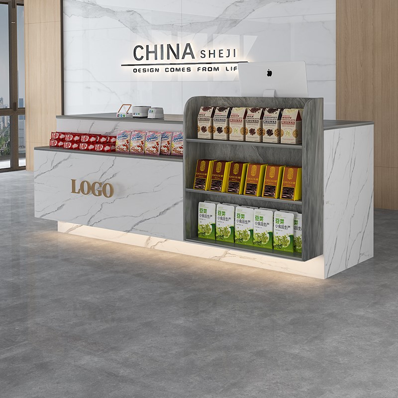 超市收银台展示柜吧台桌公司奶茶店柜台小型展示台商铺前台接待台