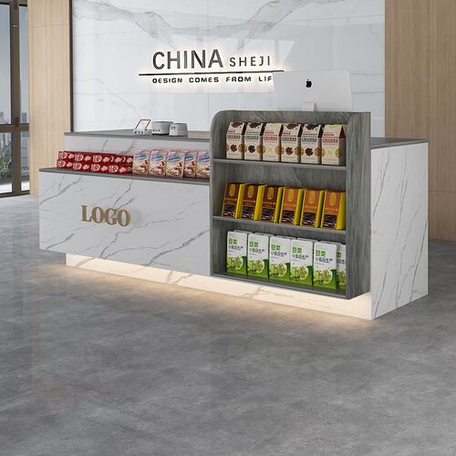 超市收银台展示柜吧台桌公司奶茶店柜台小型展示台商铺前台接待台